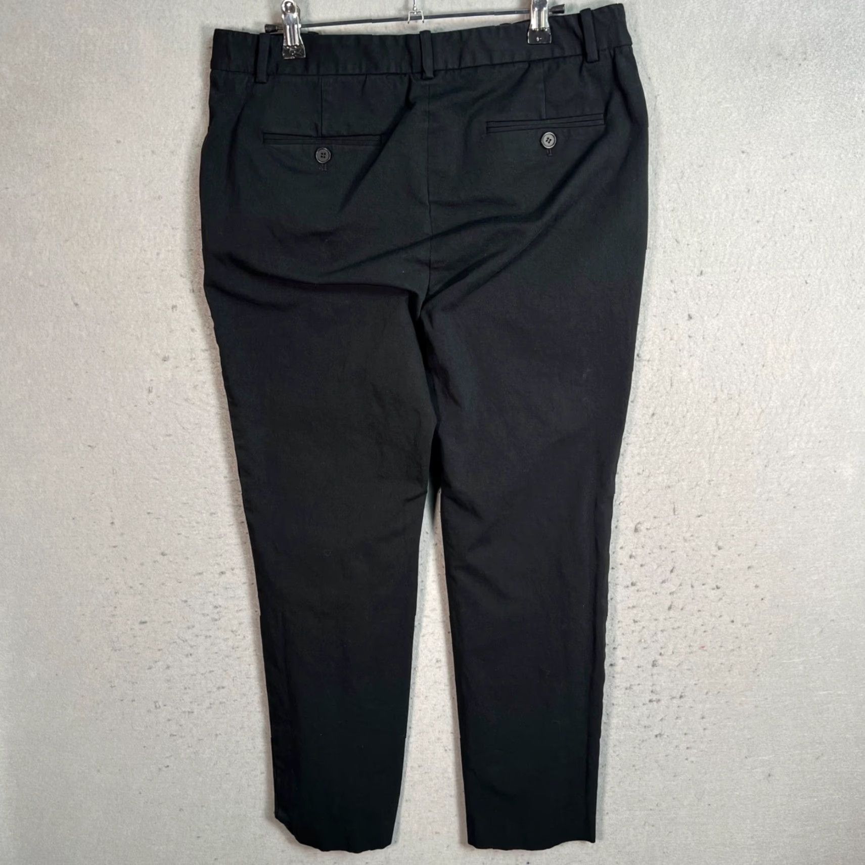 Theory Theory Women's Dress Pants - Black Cotton Blend Slim Fit Flat Front Tapered Leg, Size 10, Inseam 27 in, Regular, 32 in Waist, Womens Size 32" / US 10 / IT 46 - 2 Thumbnail