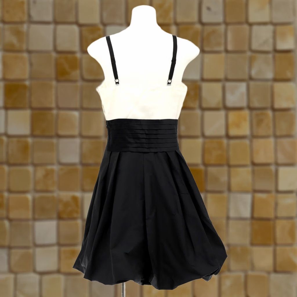 Bcbgmaxazria BCBGMAXAZRIA Women's Taffeta Button Front Top Bubble Dress Winter White/Black Sz 0 NEW Size XS / US 0-2 / IT 36-38 - 1 Thumbnail