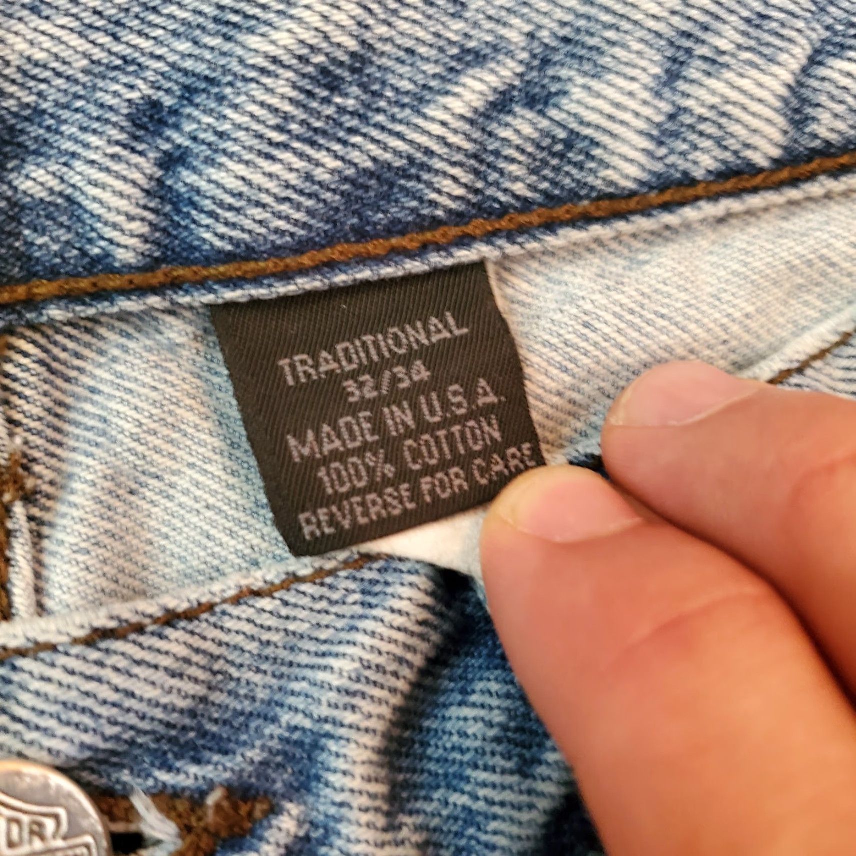 Harley Davidson VINTAGE Harley Davidson Jeans Straight 32x32 90s Denim Blue Mens Regular 5-Pocket USA Made Size US 32 / EU 48 - 3 Thumbnail