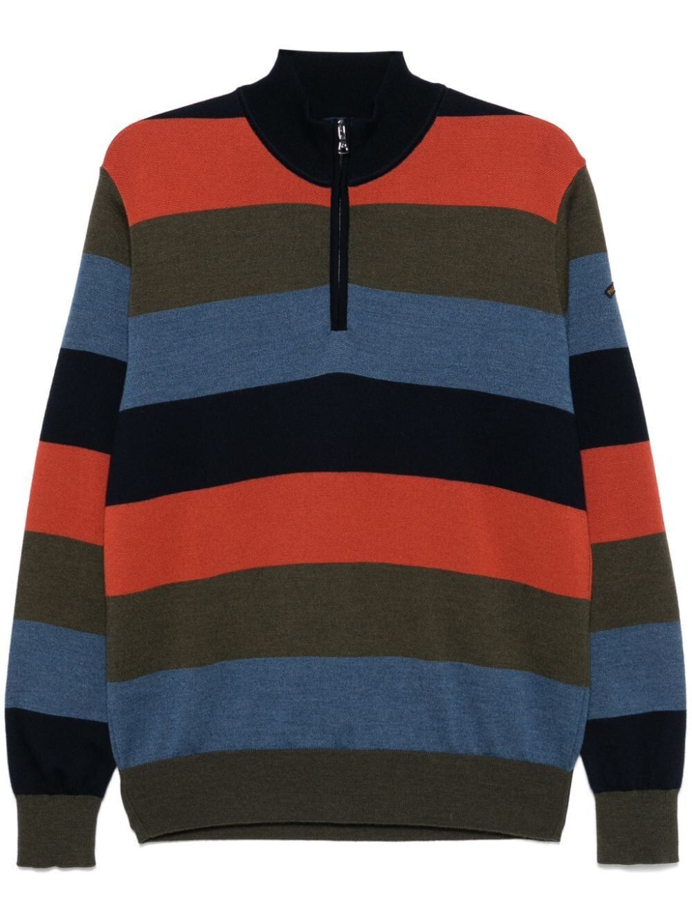 Paul & Shark STRIPED HALF ZIP WOOL SWEATER Size US M / EU 48-50 / 2 - 1 Thumbnail