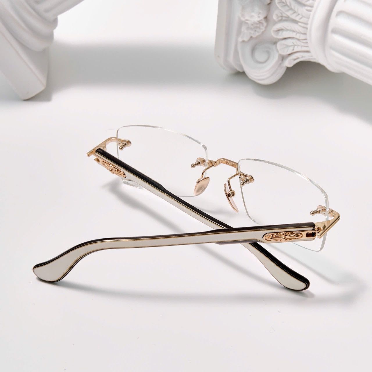 Chrome Hearts CHROME HEARTS DEEP II GOLD PLATED - WHITE EBONY - PIANO VARNISH GLASSES Size ONE SIZE - 7 Thumbnail