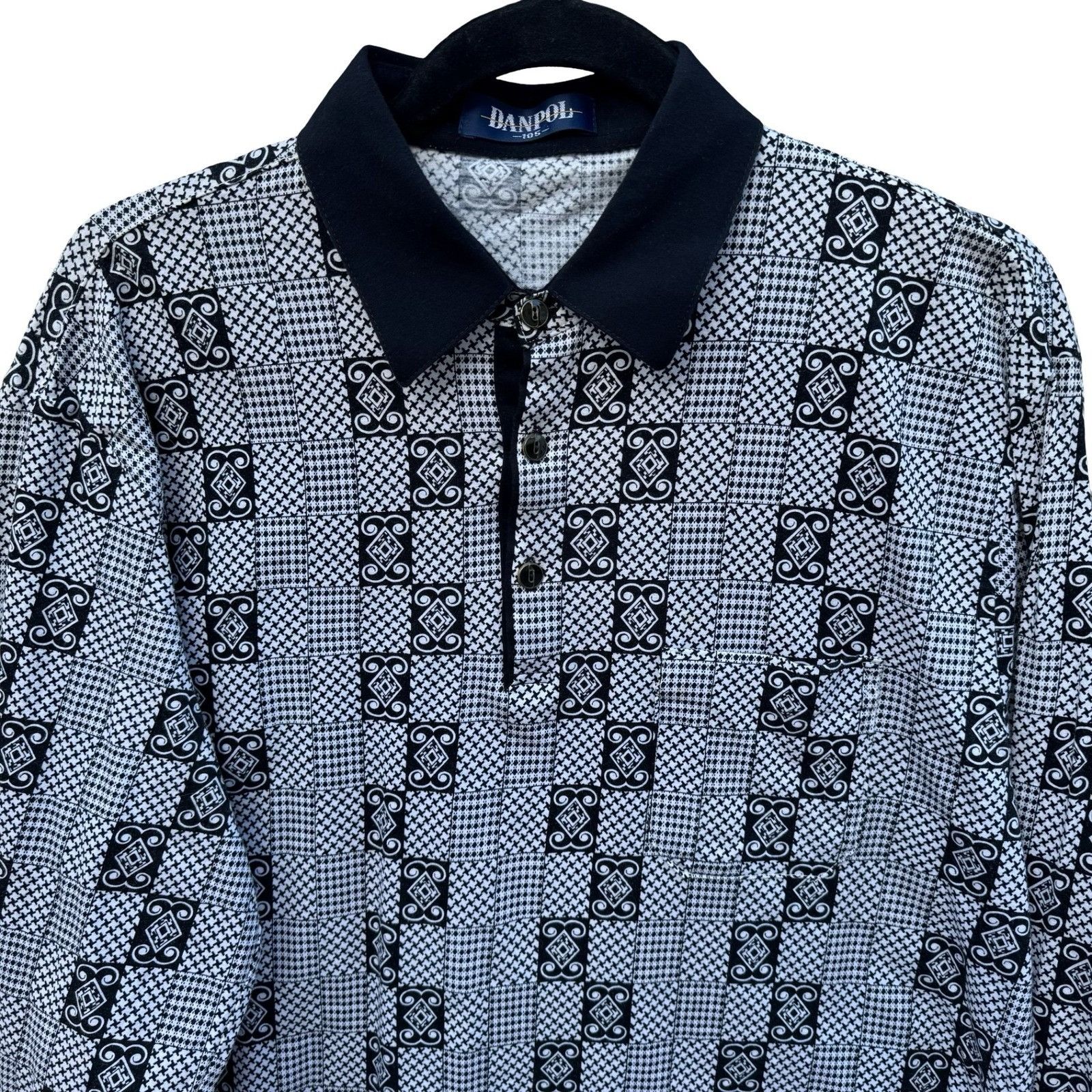 Vintage Danpol Mens Vintage Geometric Houndstooth Patchwork Long Sle Size US M / EU 48-50 / 2 - 3 Thumbnail