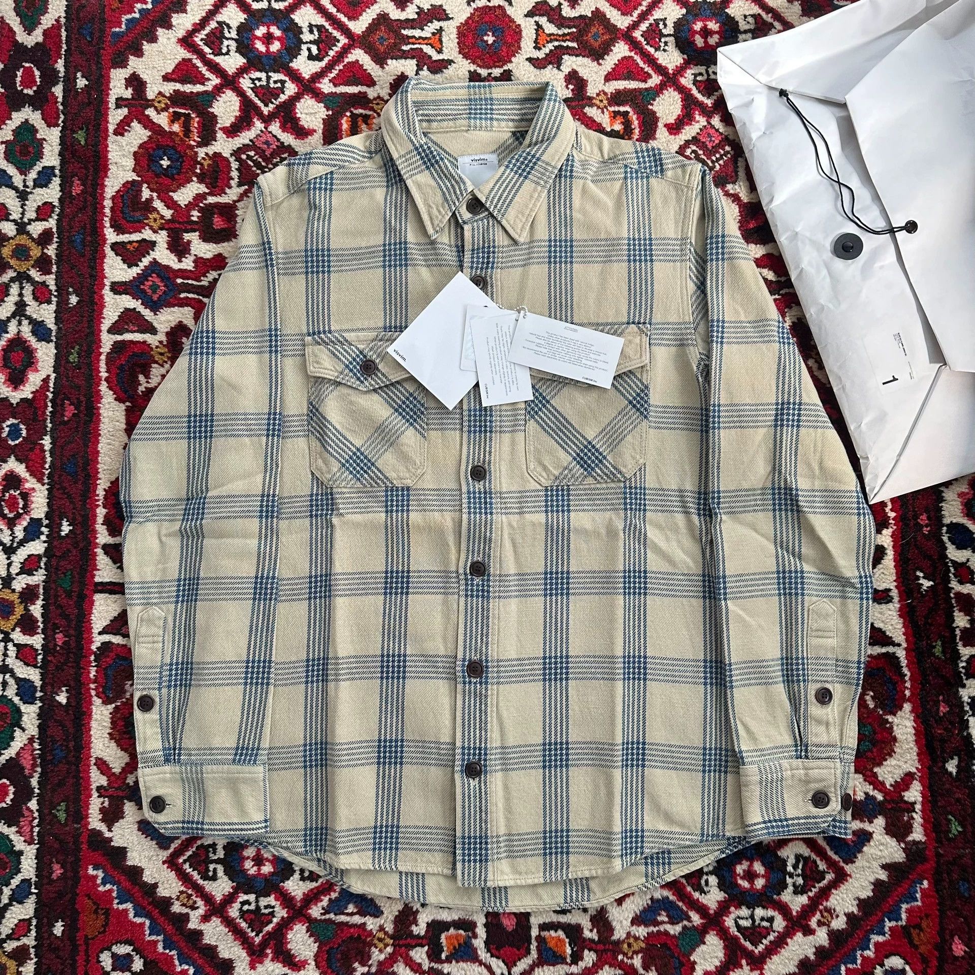 VISVIM 15ss BLACK ELK FLANNEL 1 INDIGO CHECK