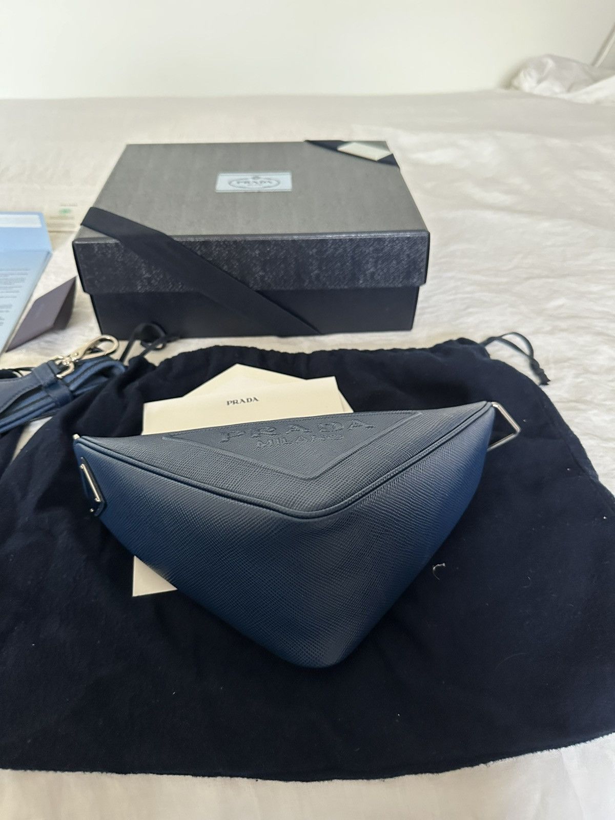 Prada Saffiano Triangle Bag in Bluette Size ONE SIZE - 13 Thumbnail