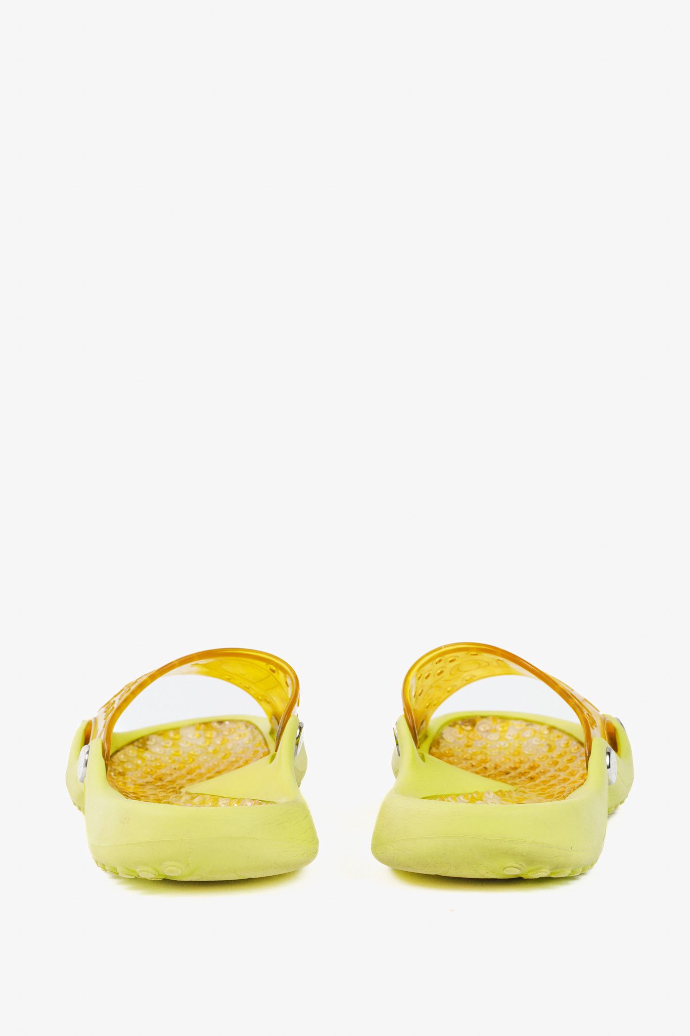 Dior Dior Y2K Yellow Perforated Logo Rubber Slide Sandals Size US 7.5 / IT 37.5 - 4 Thumbnail