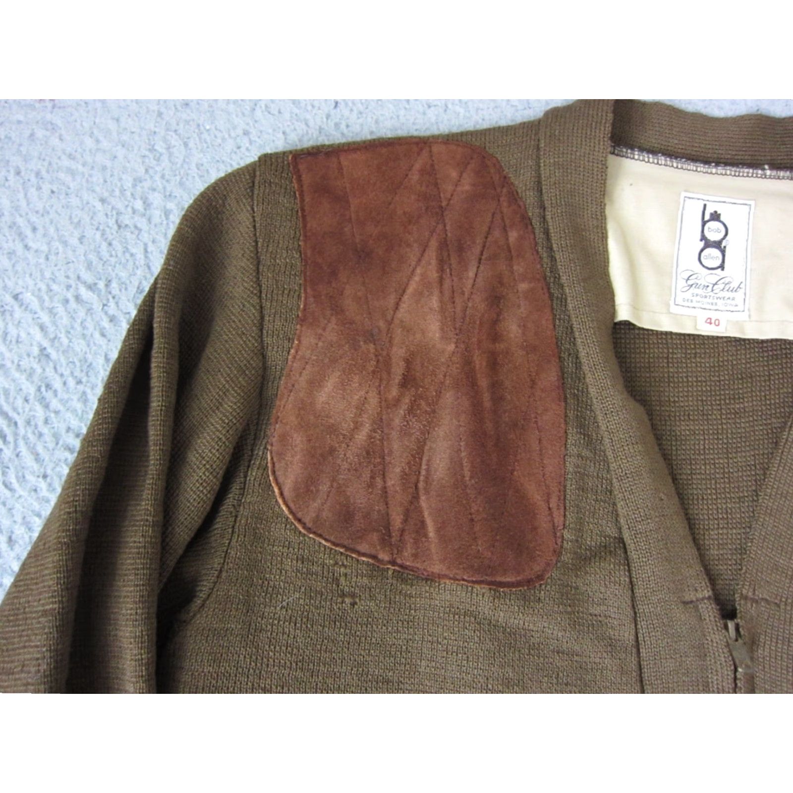 Vintage VINTAGE Bob Allen Sweater Mens 40 Green Wool Full Zip Up 60s 50s Full Zip Crew Neck Knit Wool Solid Preppy Mens Green Wool Sweater Size US L / EU 52-54 / 3 - 3 Thumbnail