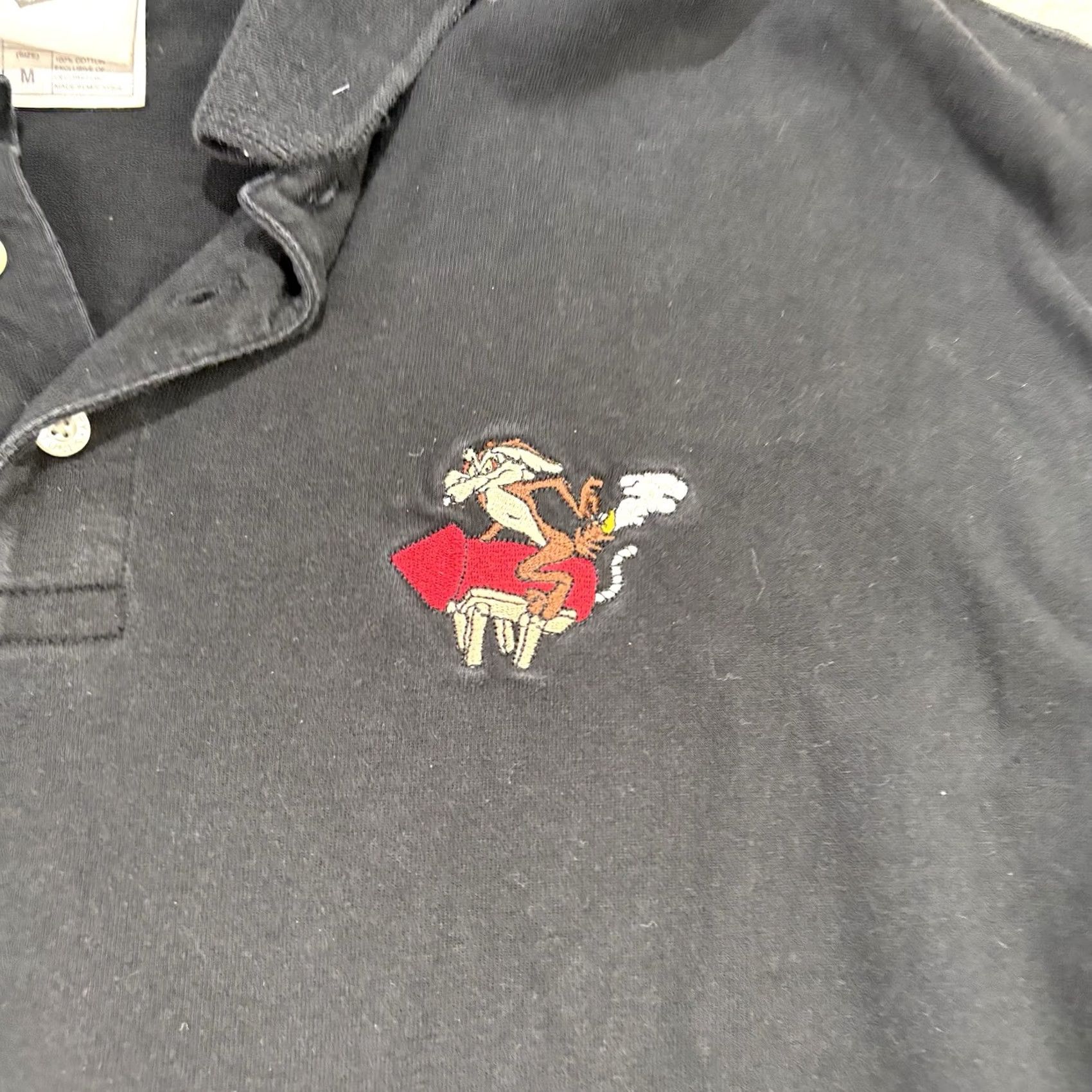 Vintage VINTAGE Polo Golf Polo Golf Shirt Embroidered Wile E. Coyote Size M Black Men Short Sleeve Button-Down Collar 100% Cotton Size US M / EU 48-50 / 2 - 2 Thumbnail