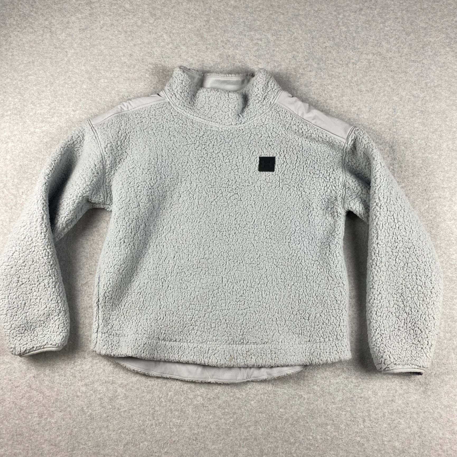 Under Armour VINTAGE? (No) Under Armour Sherpa Pullover Womens L Gray Mock Neck Sweatshirt Fleece Size L / US 10 / IT 46 - 2 Thumbnail