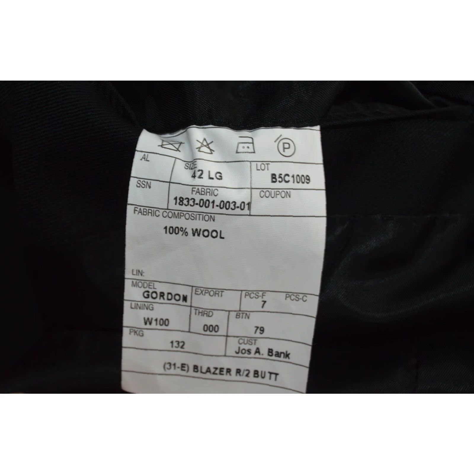 Jos. A. Bank Jos A Bank Blazer Sportscoat Men's 42L Black Wool Gold Buttons Size 42R - 4 Thumbnail