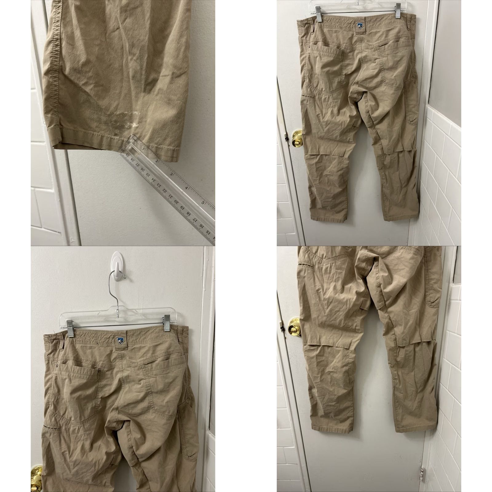 Vintage KÜHL Rydr Pants Mens 36x29 Tan Khaki Flat Front 5-Pocket Canvas Stretch Outdoor Hiking Casual Workwear Regular Fit Size US 36 / EU 52 - 8 Thumbnail