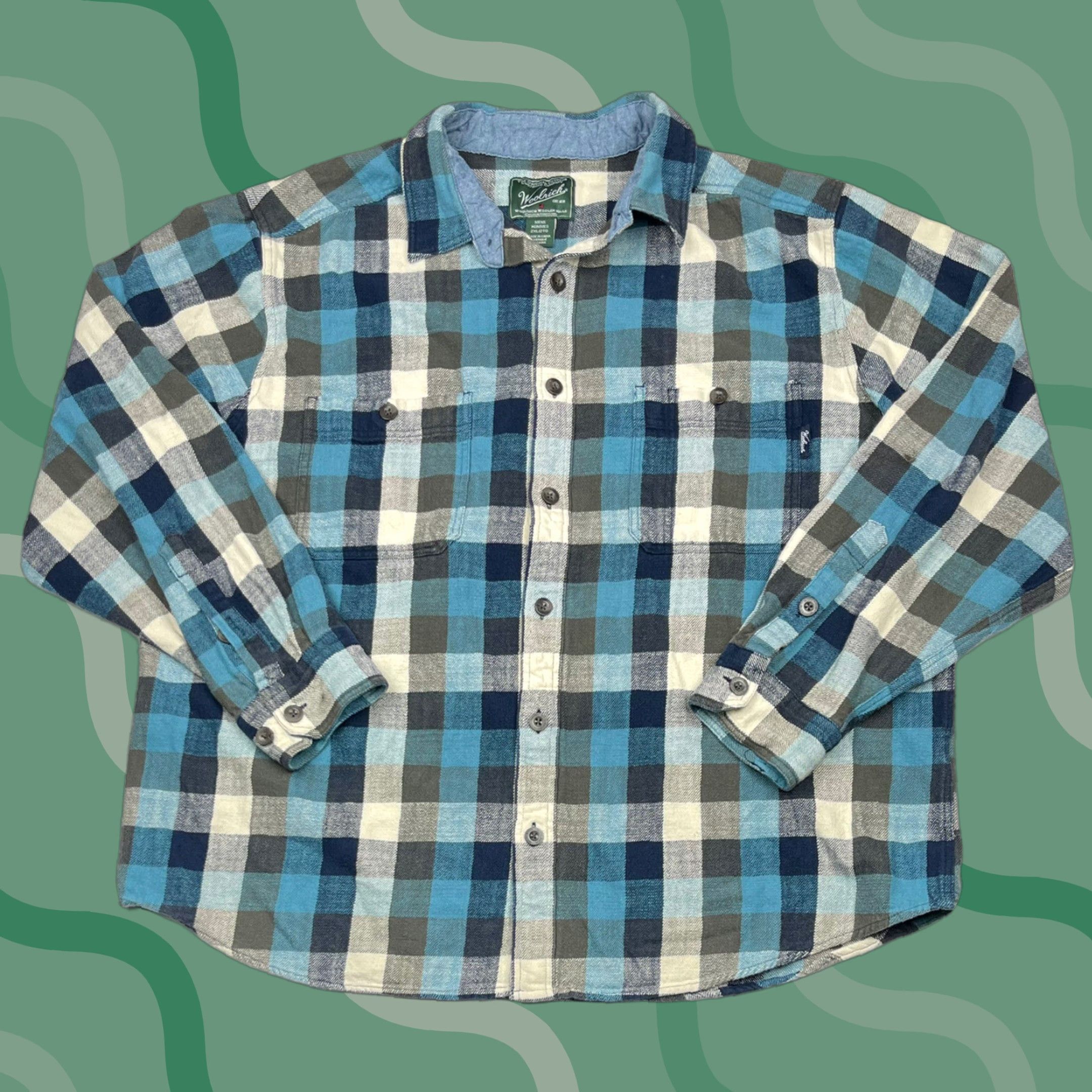 Vintage Woolrich Mens Flannel Shirt Heavyweight Long Sleeve Blue Buffalo Plaid Size 2XL Outdoor Hiking Size US XXL / EU 58 / 5 - 1 Thumbnail