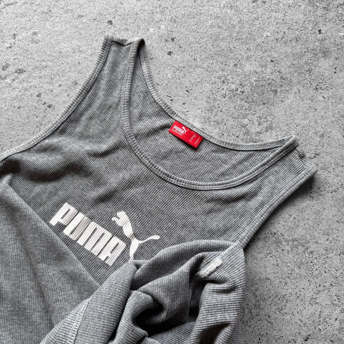 Puma Puma Womens Grey Ribbed Big Logo Tank Top Size L / US 10 / IT 46 - 3 Thumbnail