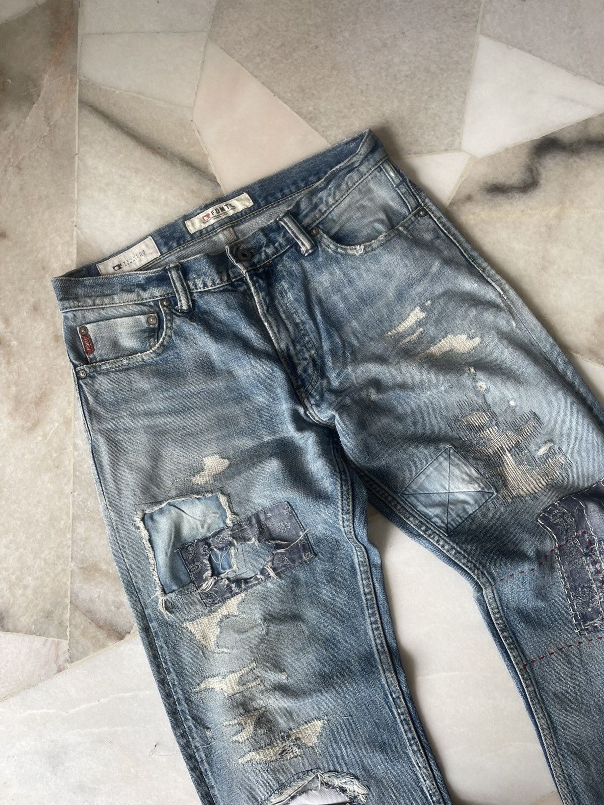 FDMTL 2021 FDMTL Sashiko Patch Denim Selveged Pants Size US 32 / EU 48 - 4 Thumbnail