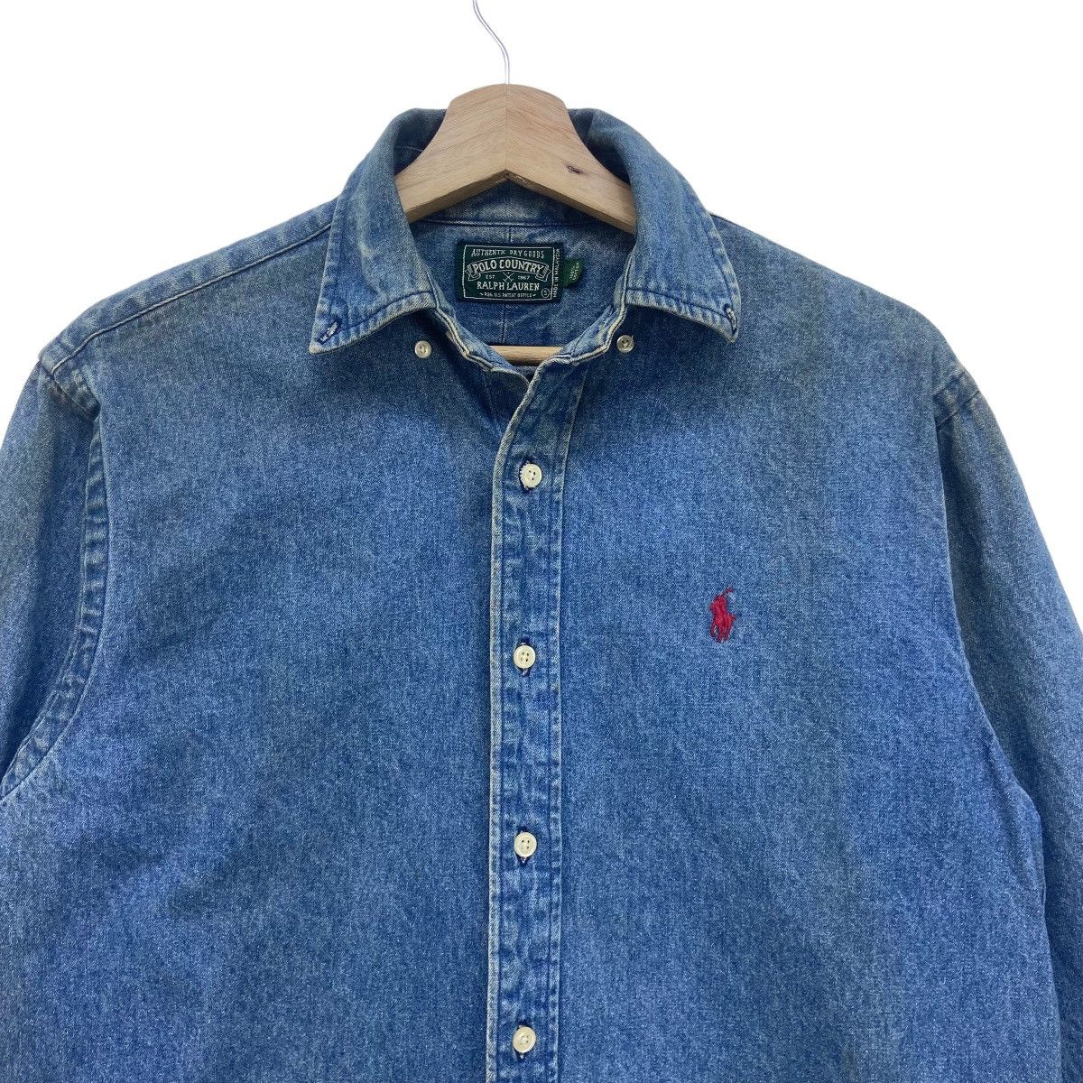 Polo Ralph Lauren × Ralph Lauren × Vintage Vintage Polo Country Ralph Lauren Reg US Pattern Denim Shirt Size US S / EU 44-46 / 1 - 4 Thumbnail