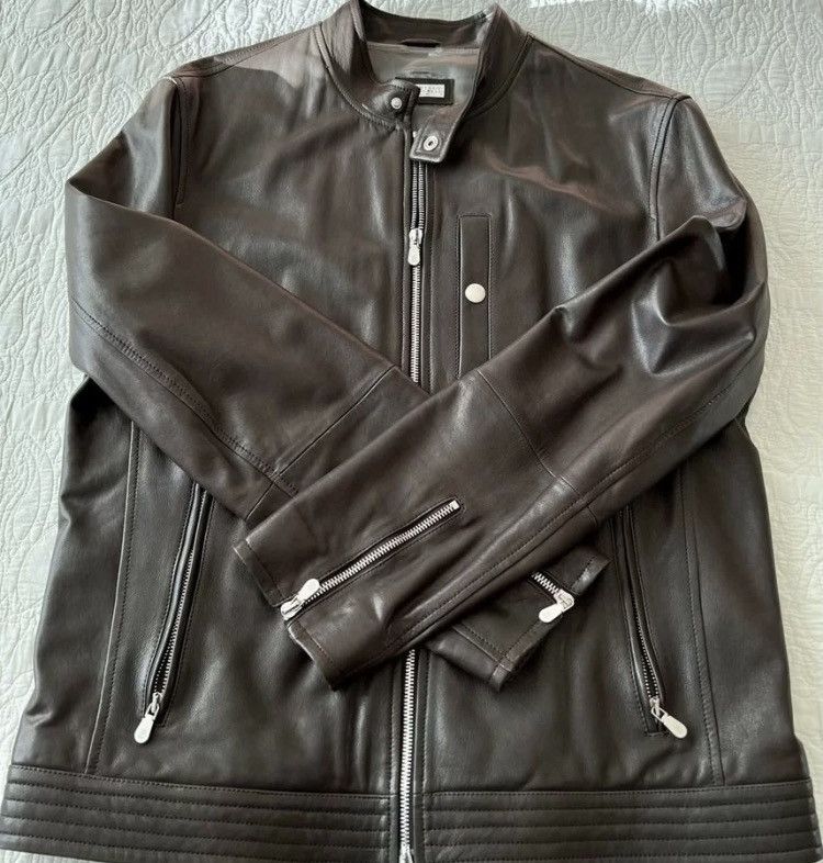 image of Brunello Cucinelli 2019/20 Season Leather Biker Jacket in Brown, Men's (Size XL)