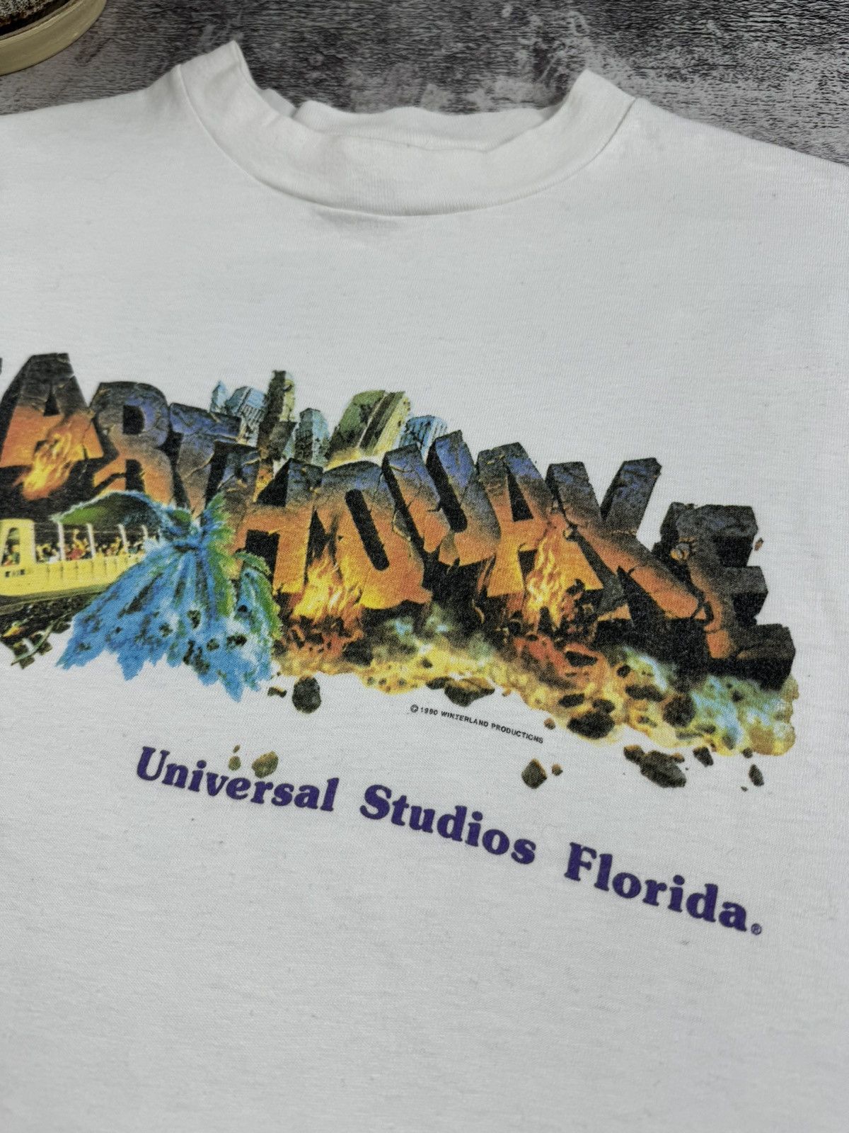 Universal Studios Vintage 80S 90S Earthquake 1990 Winterland Hanes T Shirt Tee Size US XL / EU 56 / 4 - 10 Thumbnail