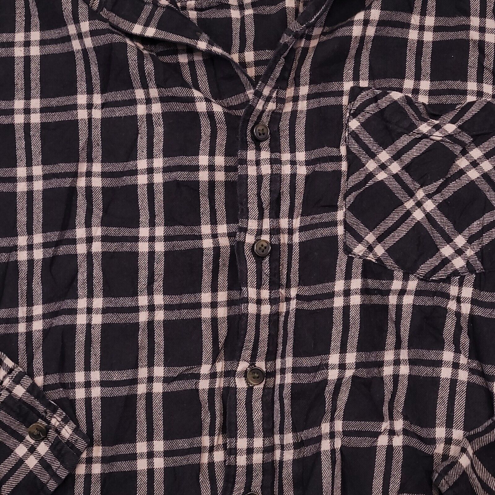 Arizona Jean Co. Arizona Jean Co Windowpane Flannel Shirt Womens Size L Black Size L / US 10 / IT 46 - 4 Thumbnail
