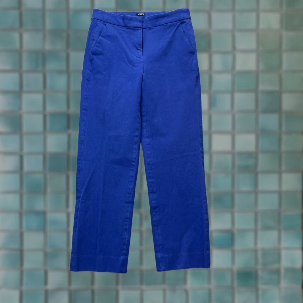J.Crew J.CREW Pants Womens Kate Cropped Blue Cotton Stretch Straight Leg Formal Size 27" / US 4 / IT 40 - 1 Thumbnail