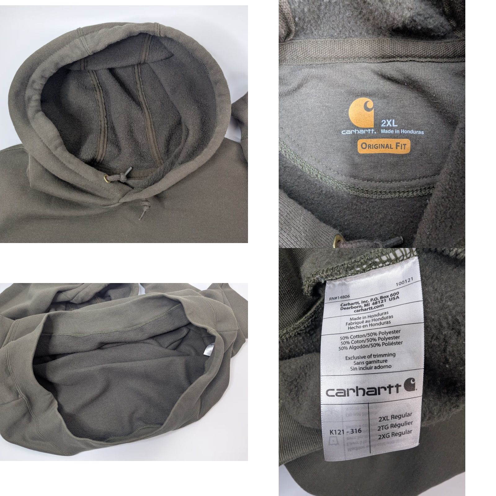 Carhartt Carhartt Mens Hoodie 2XL Original Fit Green Sweatshirt K121-316 Size US XXL / EU 58 / 5 - 8 Thumbnail