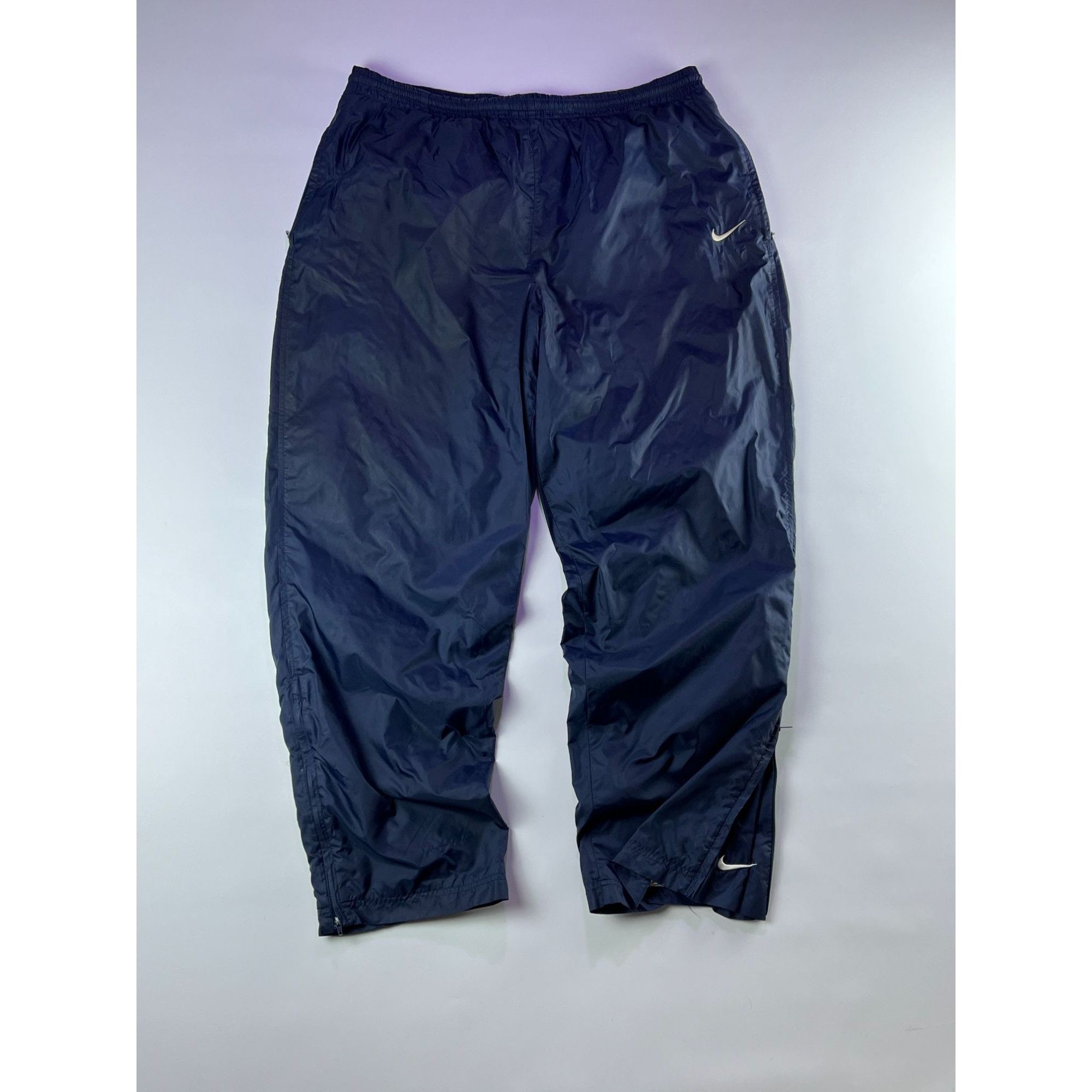 Nike × Vintage Nike Vintage 90s Navy Nylon Baggy Pants Size US 38 / EU 54 - 1 Thumbnail