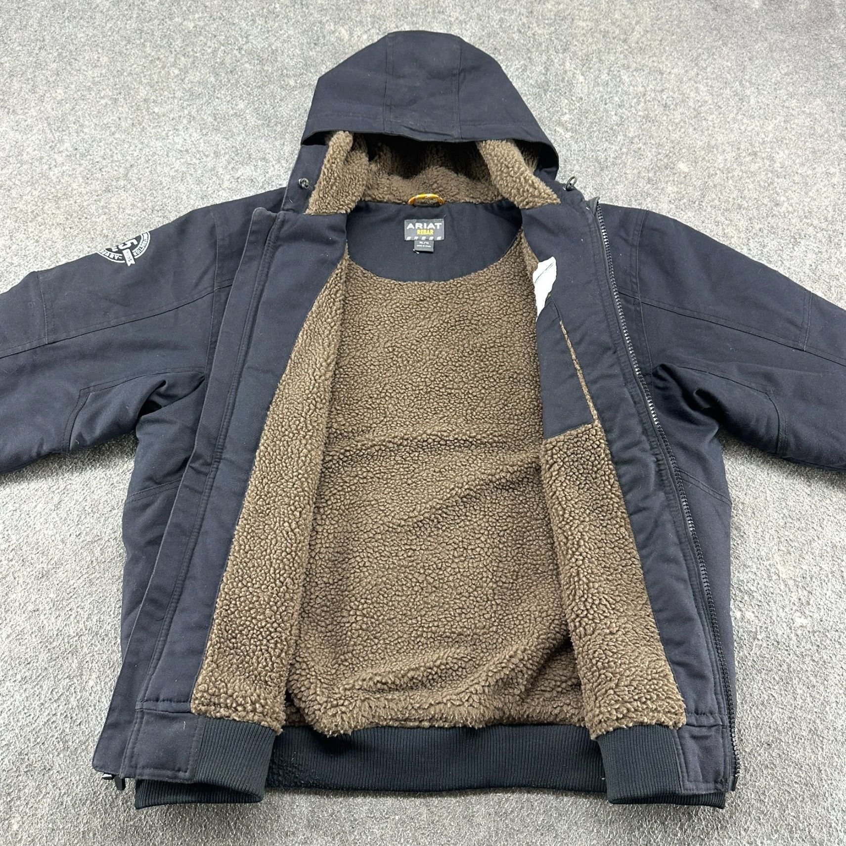 Ariat Ariat Rebar Jacket Mens XL Black Full Zip Hooded Lined Parka Mid-Length Steel/Black? Size US XL / EU 56 / 4 - 2 Thumbnail