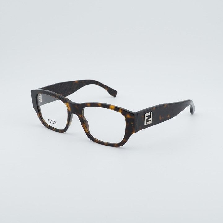 Fendi Fendi FE50123I 052 Eyeglasses Havana 53mm Square Frame Size ONE SIZE - 1 Thumbnail