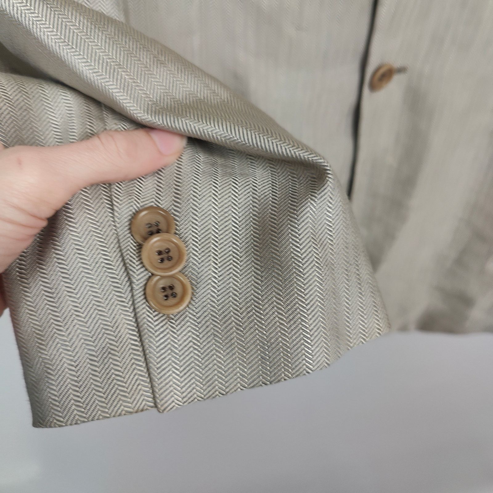 Armani Collezioni Armani Collezioni Silk Blend Blazer Mens 42R Gray Size 42R - 4 Thumbnail