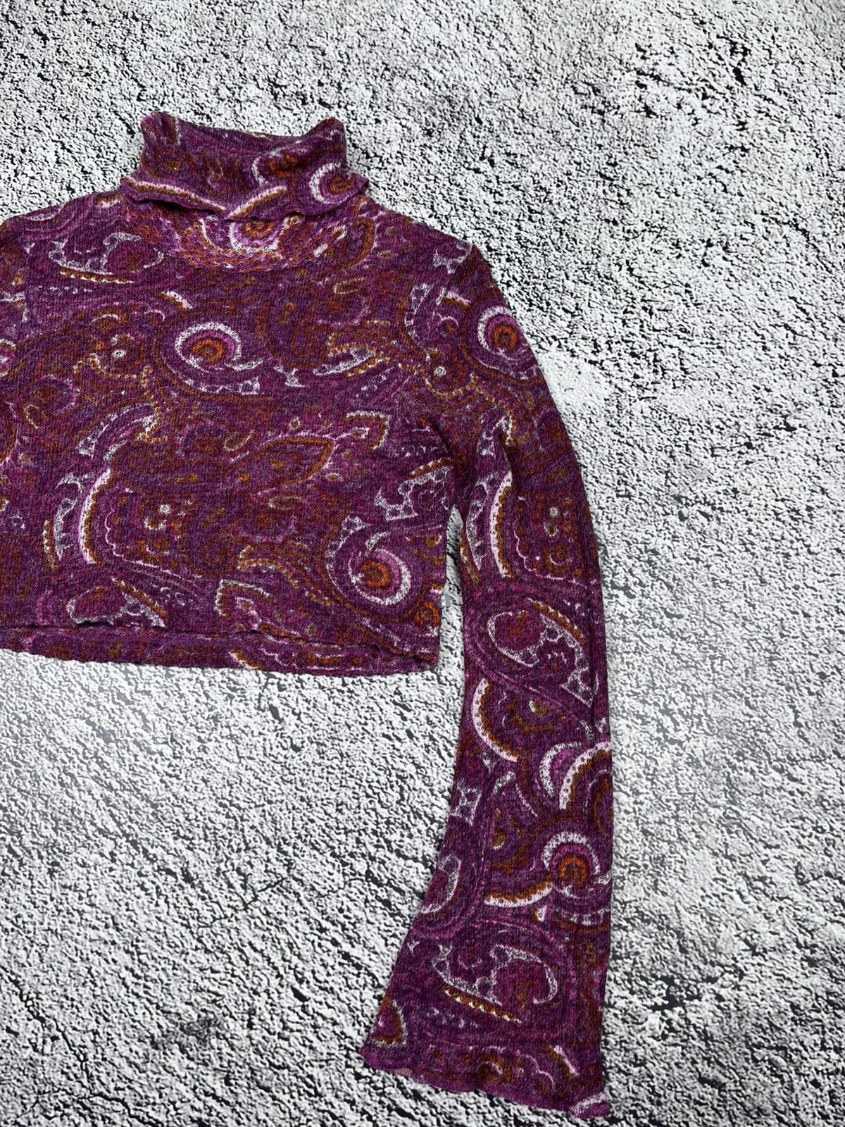 Japanese Brand Vintage Knit Abstract Cropped Turtleneck Top size M Size M / US 6-8 / IT 42-44 - 3 Thumbnail