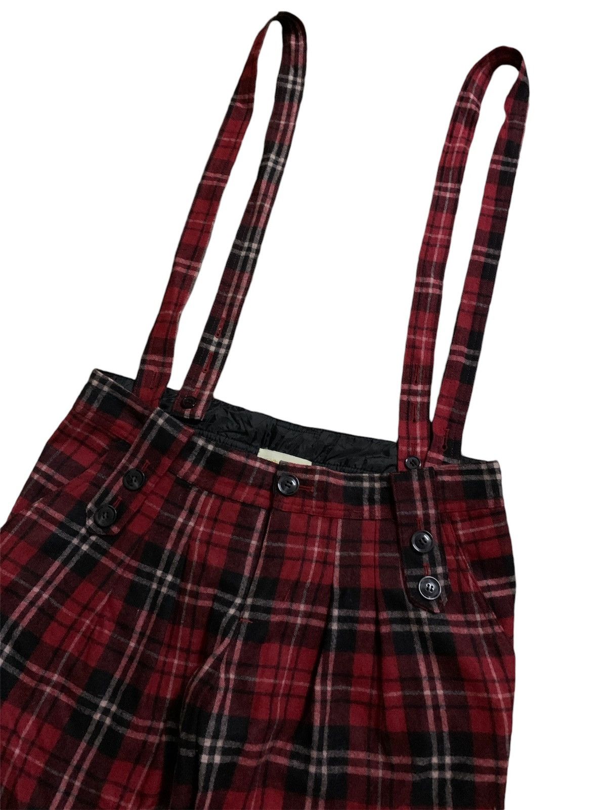 Japanese Brand 💥Vtg Japanese Wears Japan Suspenders Tartan Short Pant Size 33" - 4 Thumbnail