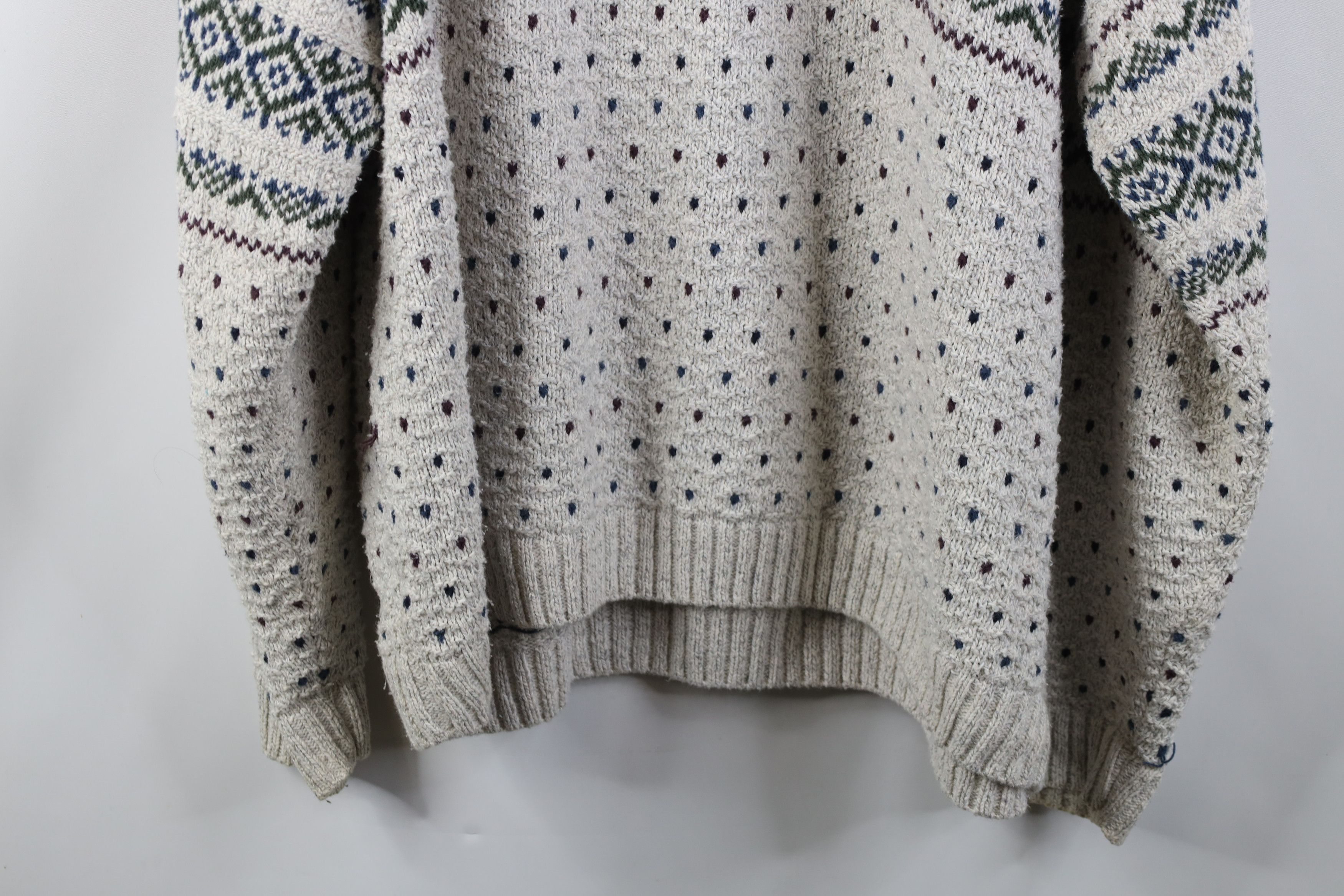 Vintage Vintage 90s Streetwear Fair Isle Knit Henley Sweater USA Size US XXL / EU 58 / 5 - 12 Thumbnail