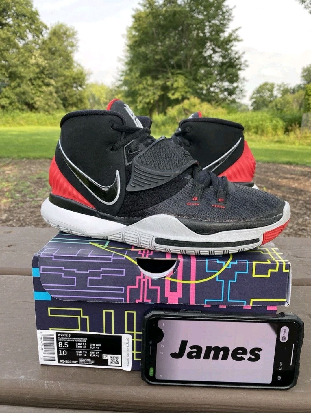 Nike Nike Kyrie 6 Bred BQ4630002 Size 8.5 Men Size US 8.5 / EU 41-42 - 1 Thumbnail