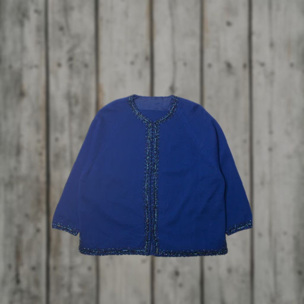 Vintage VINTAGE Blue Bead Embroidered Cardigan Shirt Womens Size L / US 10 / IT 46 - 1 Thumbnail