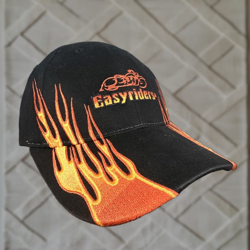 Hard Tail VINTAGE Easyriders Motorcycle Hat Cap Black Flames Embroidered Baseball Cap Men One Size Size ONE SIZE - 1 Thumbnail