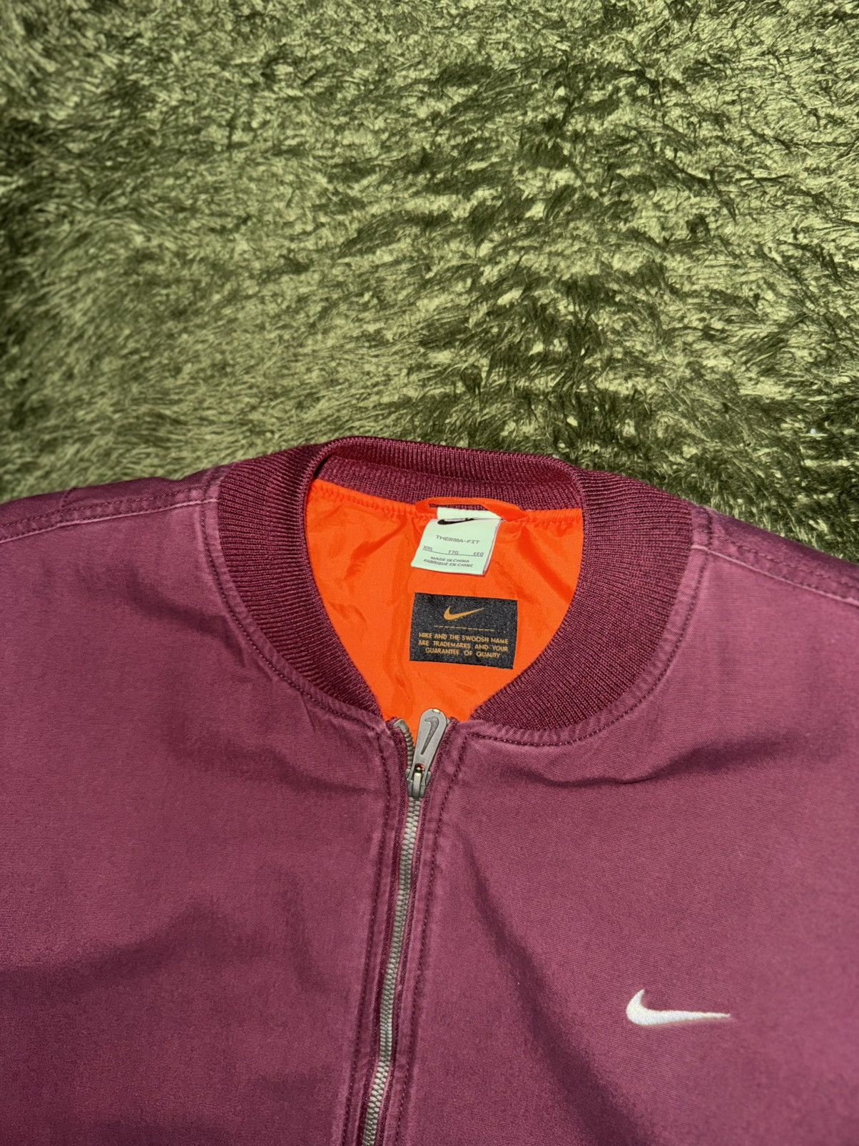 Nike [XXL] Nike Life Woven Washed Flight Jacket Maroon (Asia) Size US XXL / EU 58 / 5 - 4 Thumbnail