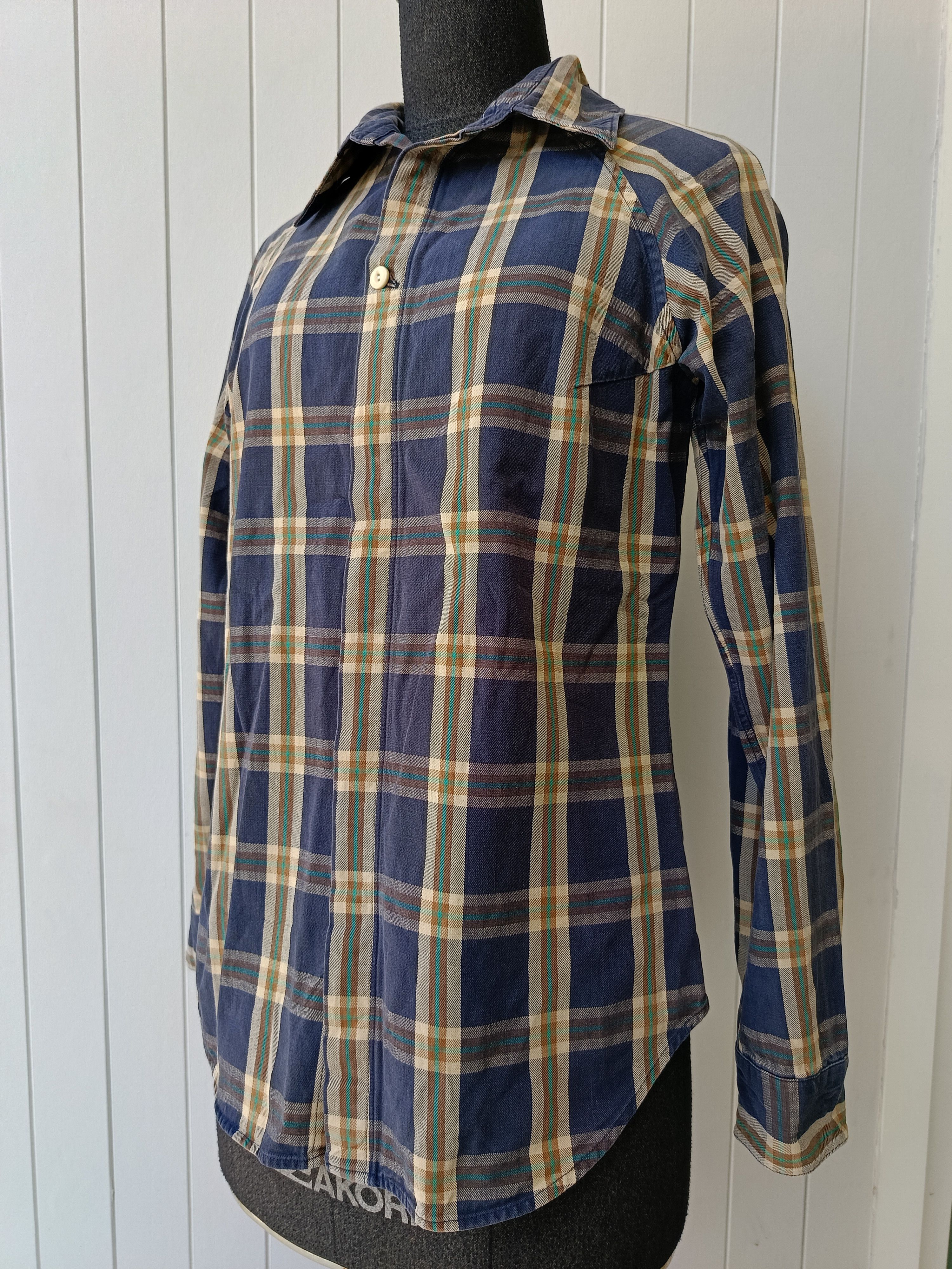 45rpm 45RPM by R Japan plaid ladies indigo navy blue slimfit shirt Size S / US 4 / IT 40 - 3 Thumbnail