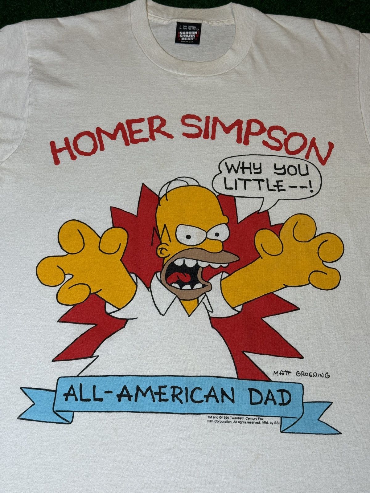 Vintage Vintage 90s The Simpsons Homer All American Dad T Shirt Size US M / EU 48-50 / 2 - 2 Thumbnail