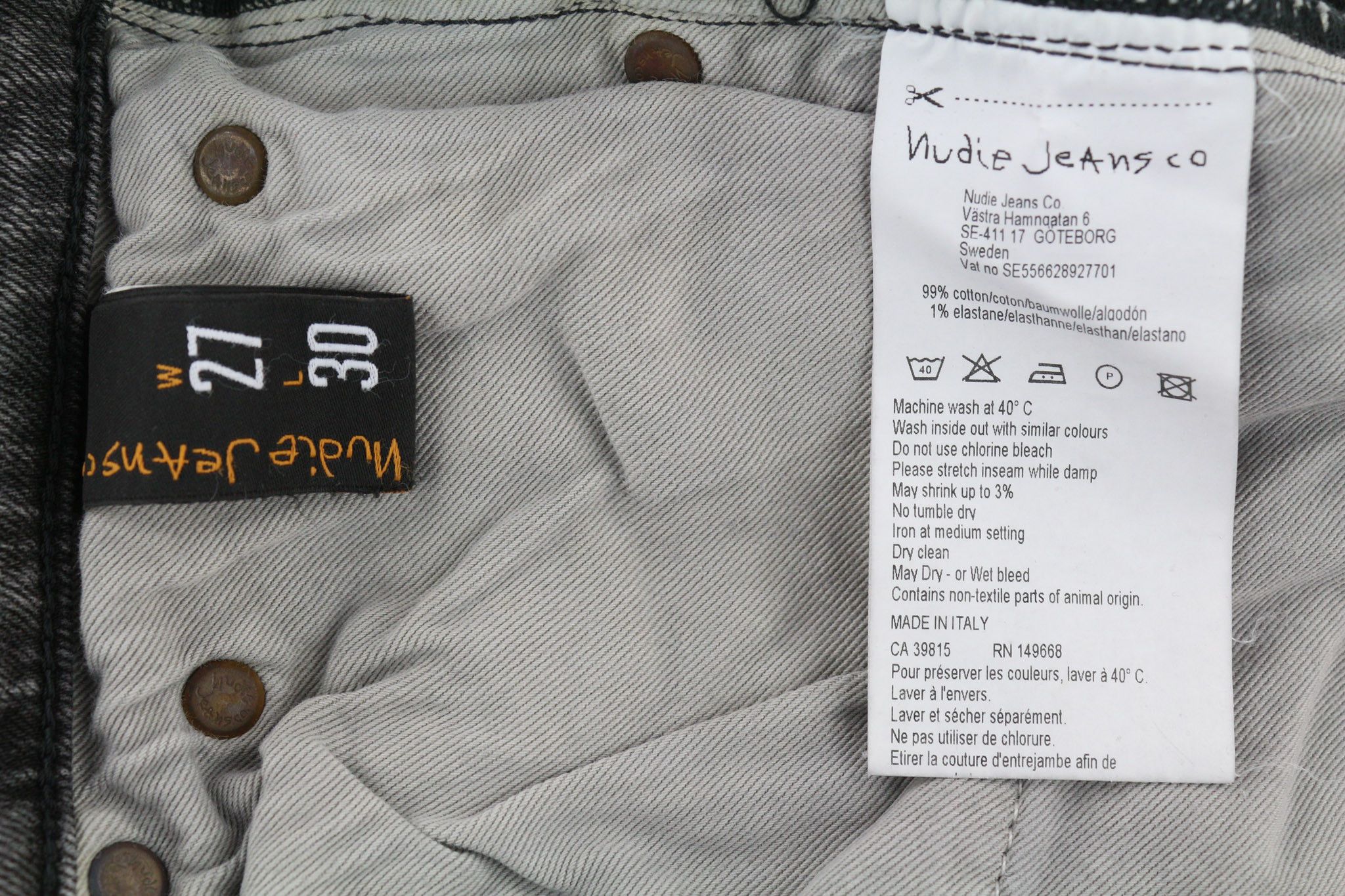 Nudie Jeans PIPE LED W27/L30 Skinny Grey Marble Jeans 80589 Size 27" / US 4 / IT 40 - 5 Thumbnail