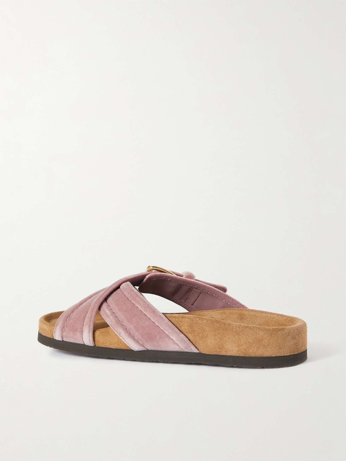 Valentino oc11z0825 Buckled Velvet Slides in Blush Pink Size US 5.5 / IT 35.5 - 3 Thumbnail