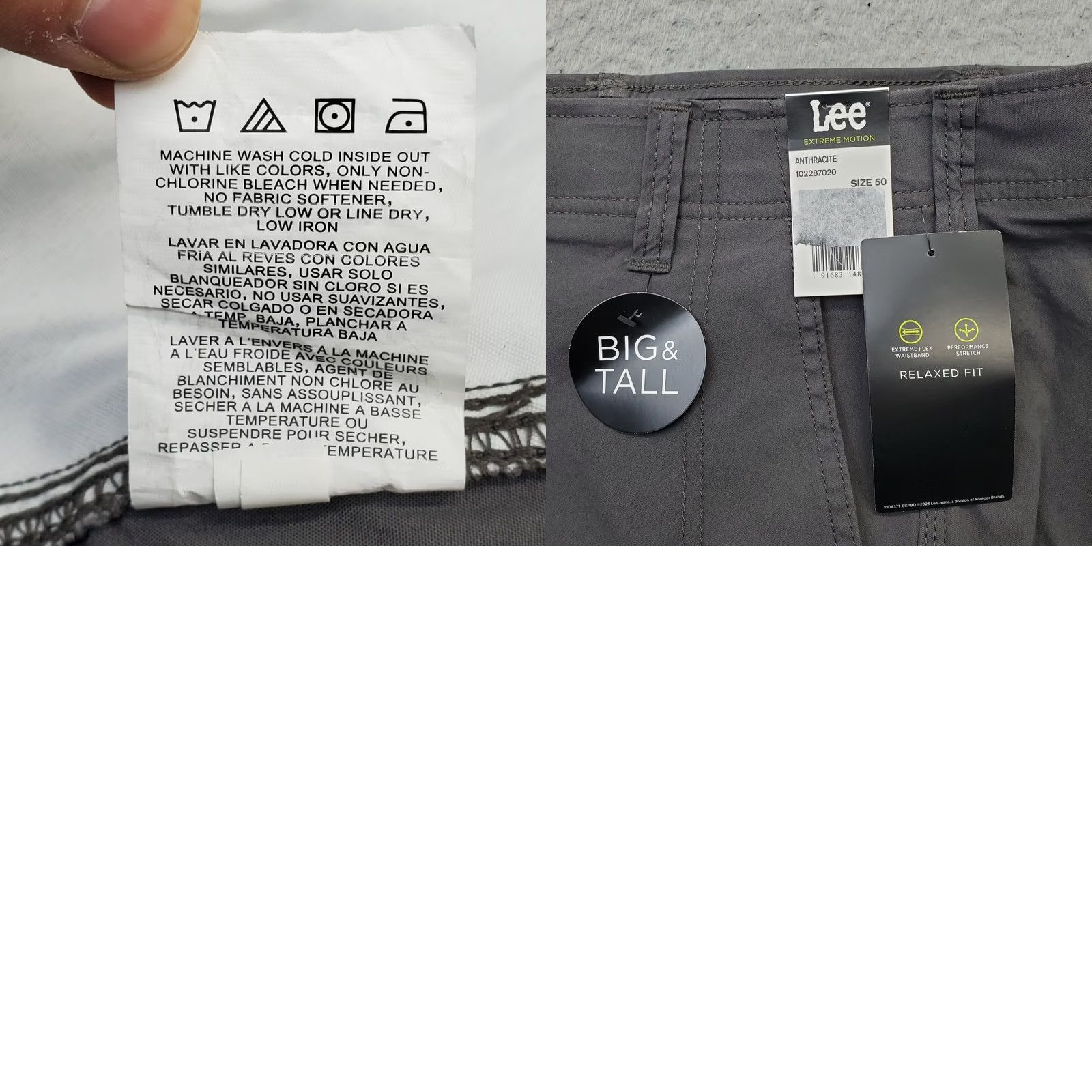 Lee Lee Mens Cargo Shorts 50 Gray Extreme Motion Relaxed Fit Waistband Cotton Cotton Cargo Pocket 10.25 Inseam 23.25 Inseam 24.25 Waist Size US 34 / EU 50 - 8 Thumbnail