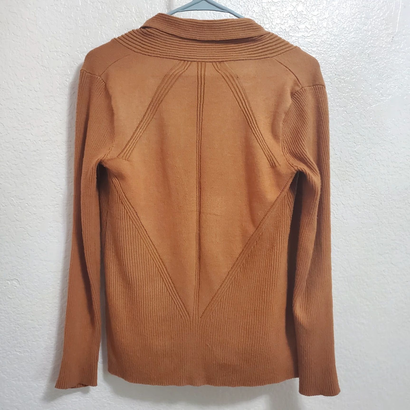 Vintage Magaschoni Cardigan Sweater Size XS Brown Open Front Ribbed Detail Long Sleeve Size XS / US 0-2 / IT 36-38 - 2 Thumbnail