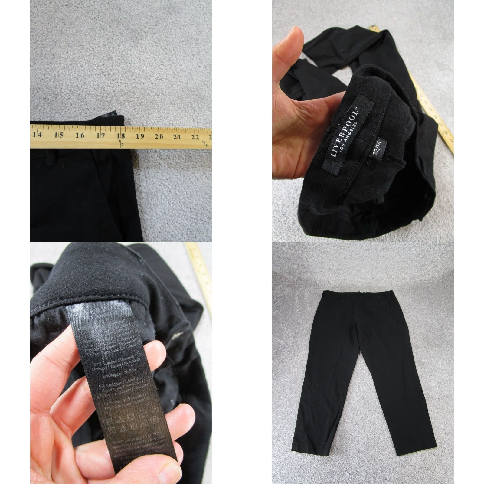 Vintage VINTAGE Liverpool Women's Pants Slim Fit Ankle Stretch Black 14 Skinny Knit 90s Women's Size 36" / US 14 / IT 50 - 8 Thumbnail