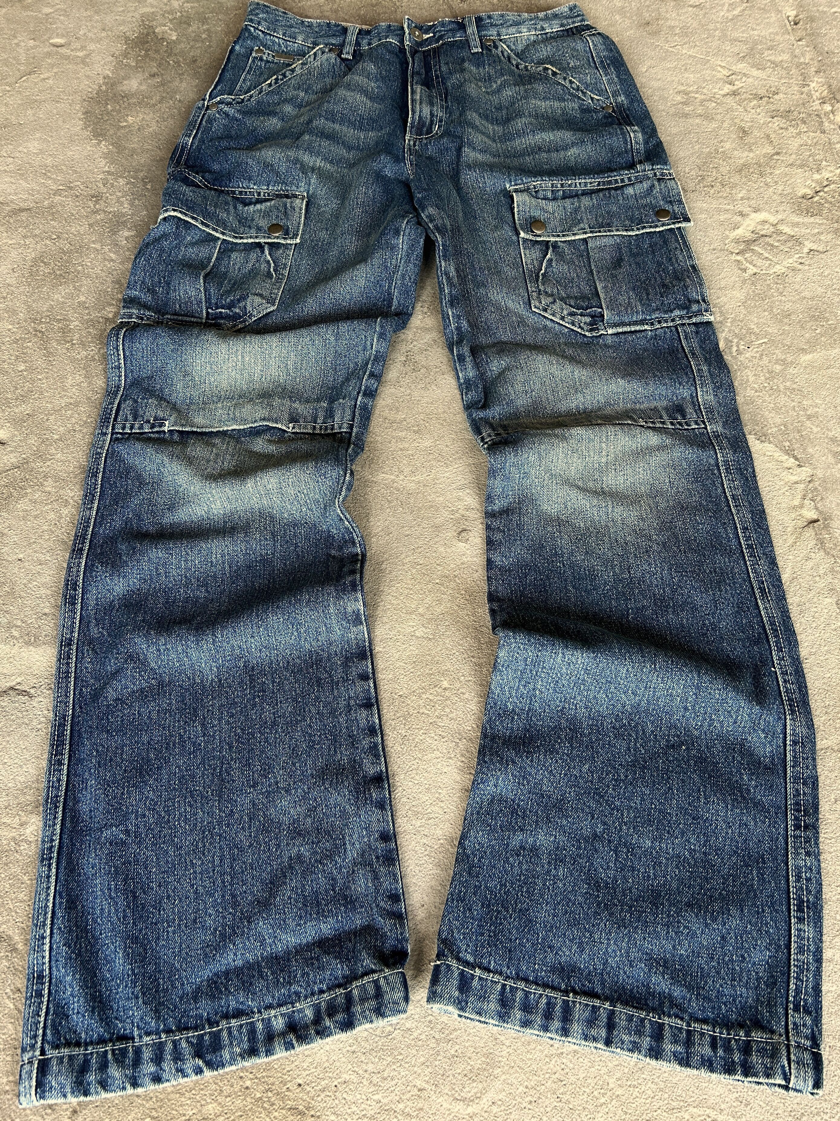 Japanese Brand Y2K Baggy Cargo Denim Jeans Wide Leg Utility Skate Style Size US 32 / EU 48 - 1 Thumbnail