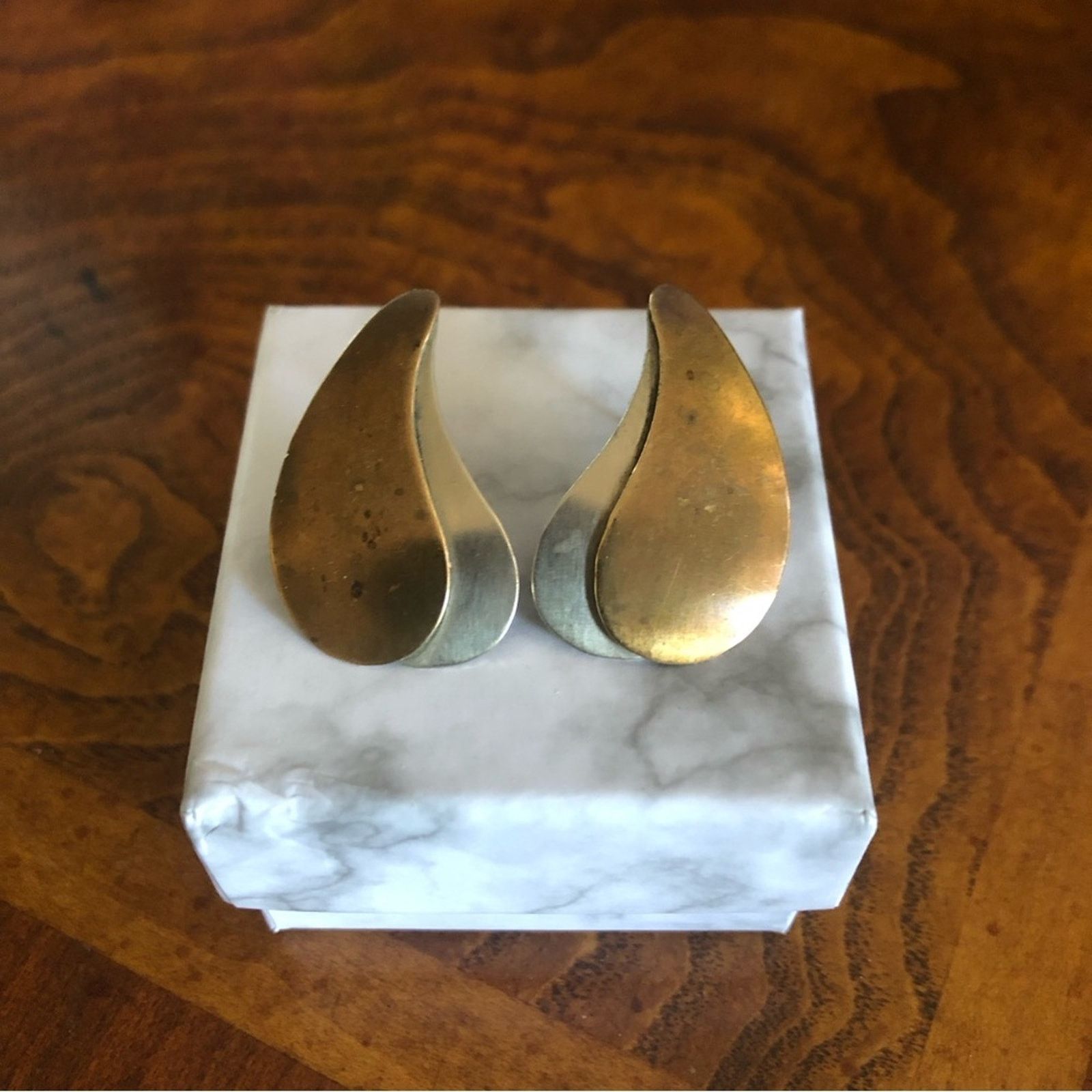 Vintage Vintage handcrafted silver and copper overlap earring Size ONE SIZE - 1 Thumbnail