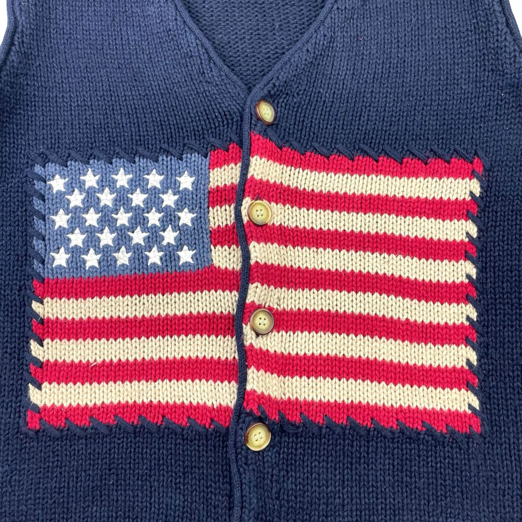 American Eagle Outfitters VINTAGE American Eagle Outfitters Vest Sweater Men's Small Navy USA Flag Button Size US L / EU 52-54 / 3 - 2 Thumbnail
