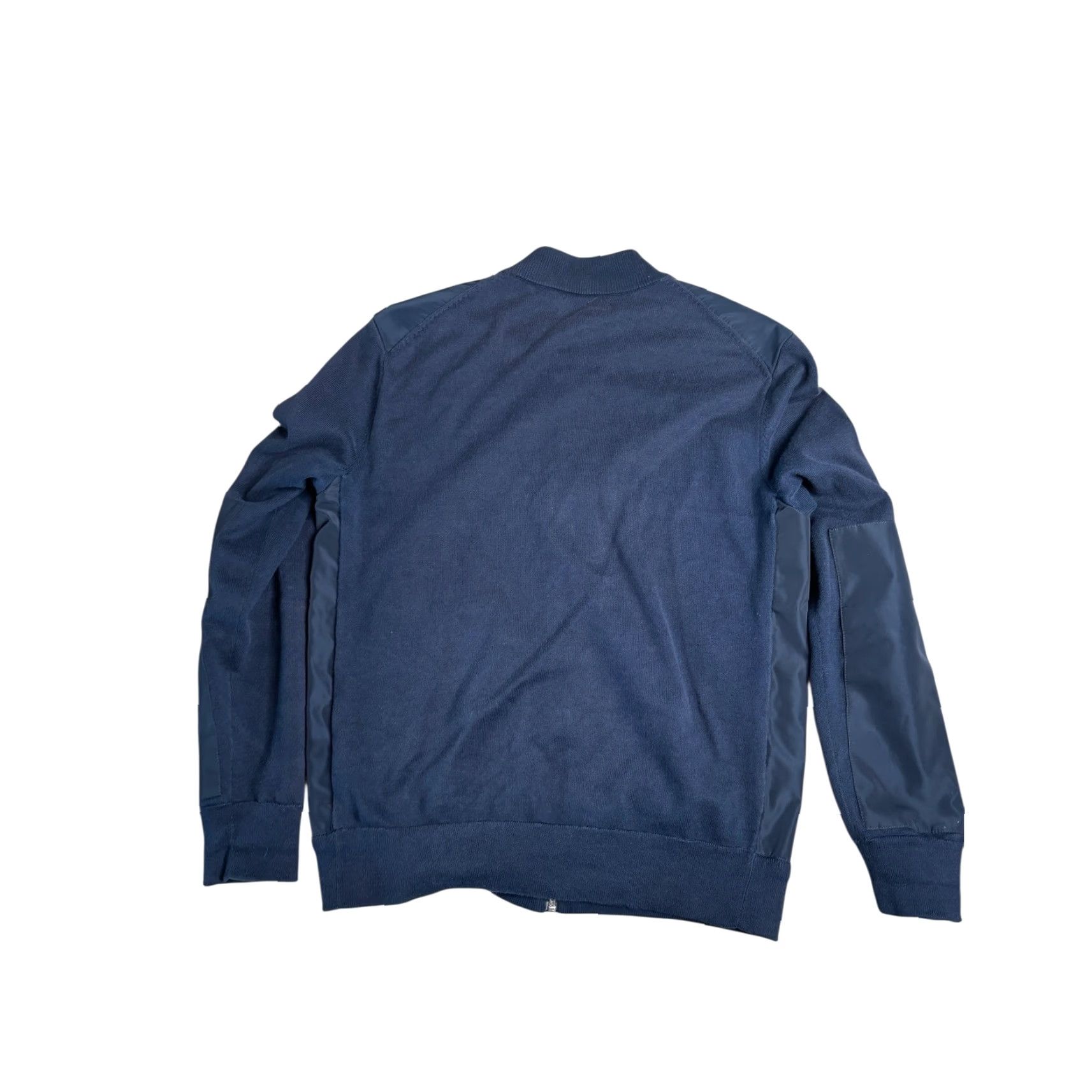 Polo Ralph Lauren Bomber Jacket Mens Knit Sleeve Full Zip Blue Knit Long Sleeve Jacket Casual Travel