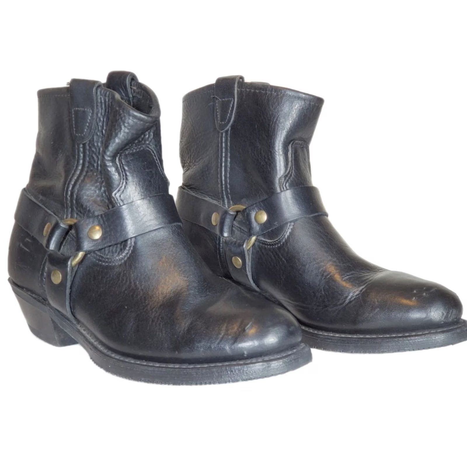 Vintage Double-H Boots Ladies Harness Black Leather Moto Western 5026 Women's US 7 M Boots Size US 7 / IT 37 - 2 Thumbnail