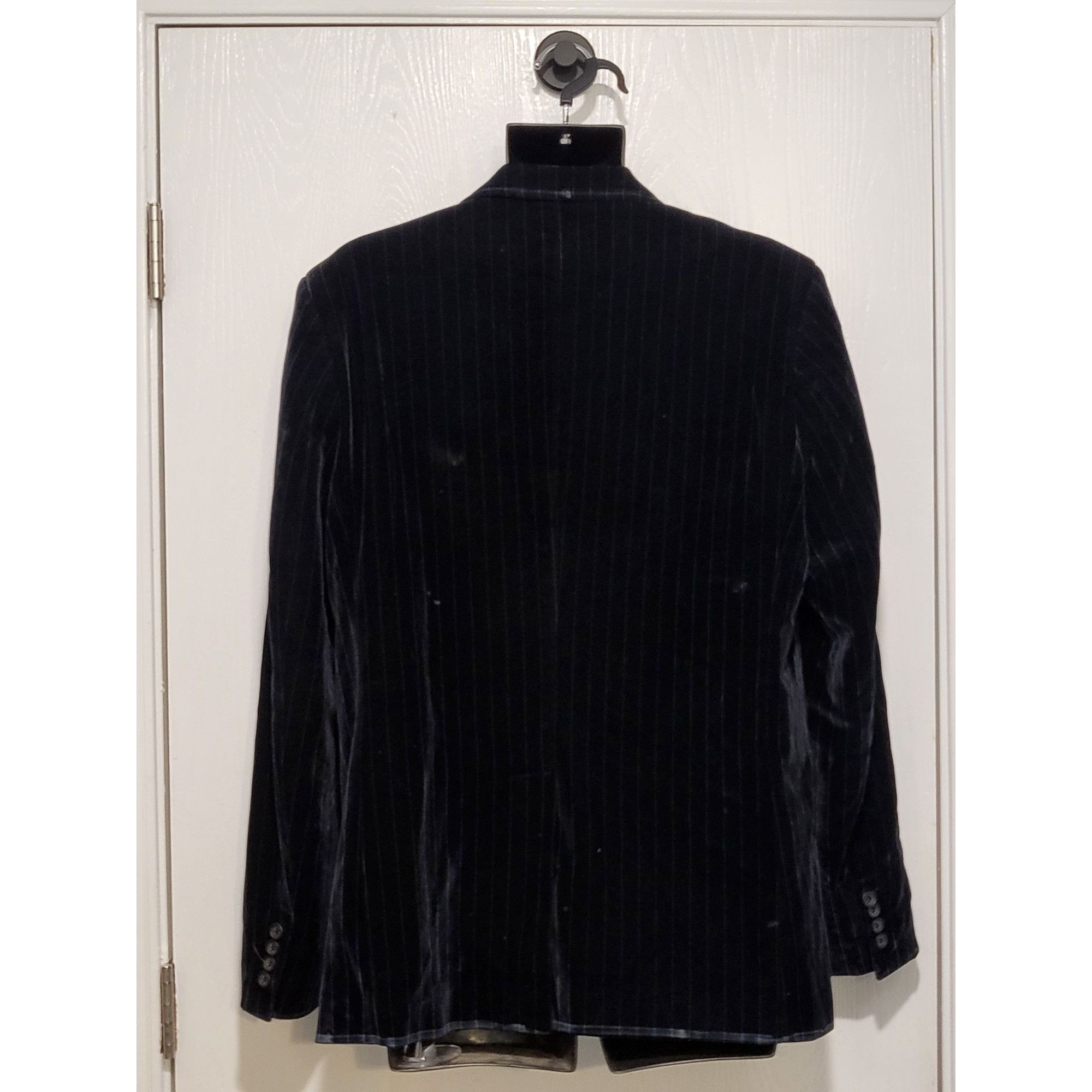 Other B'52 Striped Velour Blazer Men Sz L Black Two Button Designe Size 40R - 2 Thumbnail