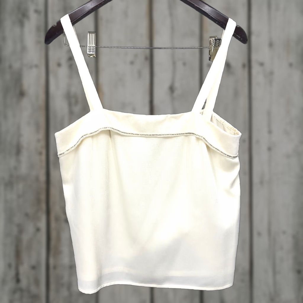 Vintage VINTAGE Lillie Rubin Pearl Lined Blouse Womens 10 Sleeveless Cami Quiet Luxury Shirt 10 Ivory 1980s Art Deco Embellished Mens Women Size L / US 10 / IT 46 - 1 Thumbnail