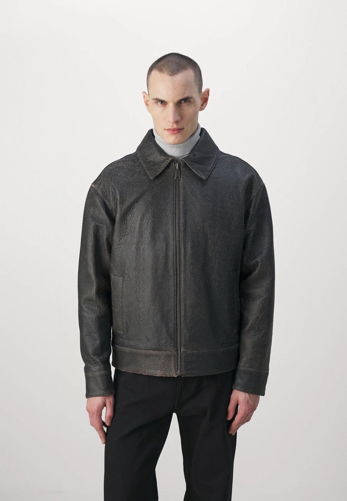 Wood Wood !DS! SS23 Wood Wood Jacob Gray Leather Jacket Size US XXL / EU 58 / 5 - 4 Thumbnail