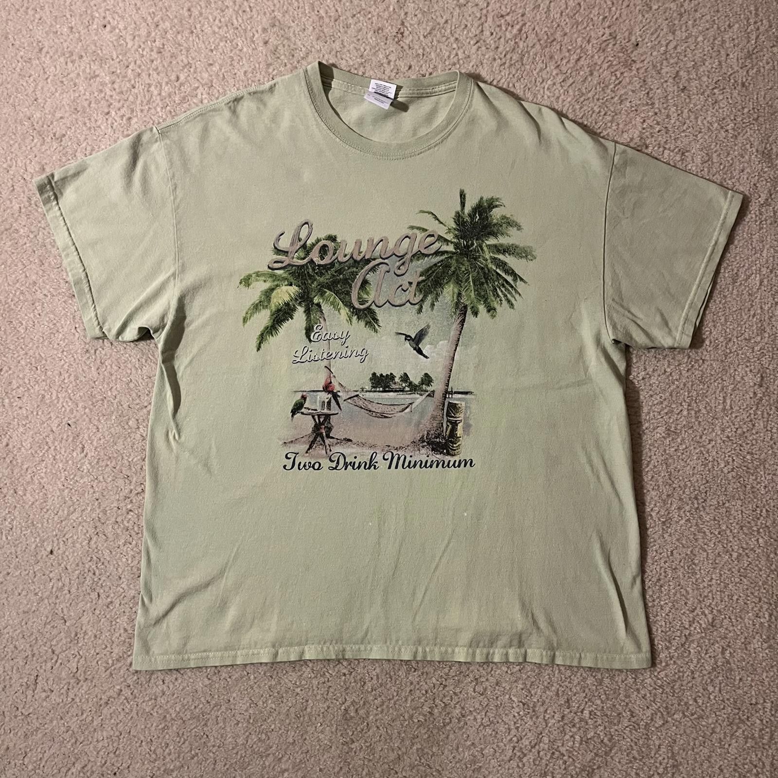 Gildan 00s Lounge Act Light Green Tropical Travel Graphic Tee XL Size XL / US 12-14 / IT 48-50 - 1 Thumbnail
